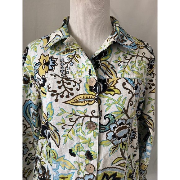 Coldwater Creek White Paisley Print Long Sleeve Jean Jacket - Picture 2 of 13